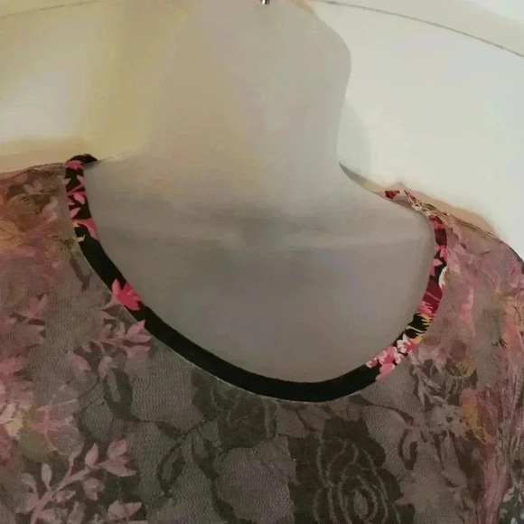 Whimsigoth Colorful Y2K boho ALMOST FAMOUS Burnout long sleeve floral sheer top - Picture 5 of 7